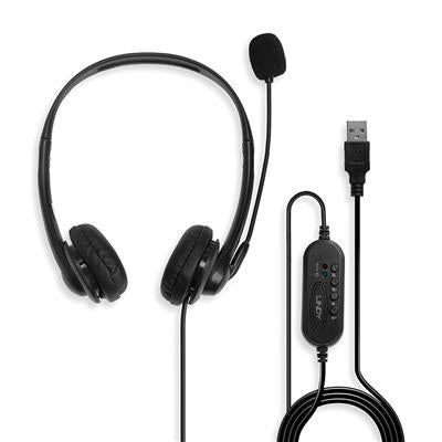 Lindy 42870 - Auriculares USB con Micrófono Negros Todos los auriculares | LINDY